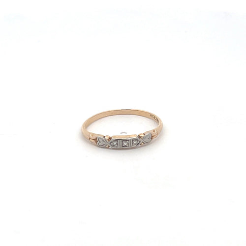 14K 1940's Diamond Vintage Wedding Band Ring Yellow Gold