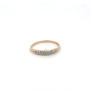14K 1940's Diamond Vintage Wedding Band Ring Yellow Gold