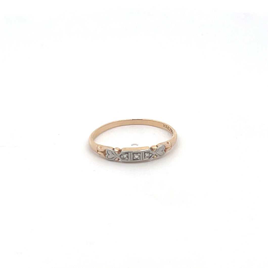 14K 1940's Diamond Vintage Wedding Band Ring Yellow Gold