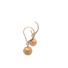 Load image into Gallery viewer, 14K Diamond Cut Star Pattern Ball Dangle Earrings Yellow Gold