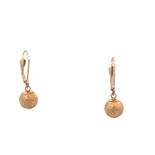 Load image into Gallery viewer, 14K Diamond Cut Star Pattern Ball Dangle Earrings Yellow Gold
