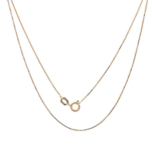 14K 0.6mm Square Link Classic Box Chain Necklace 17.75