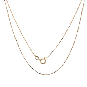 14K 0.6mm Square Link Classic Box Chain Necklace 17.75" Yellow Gold