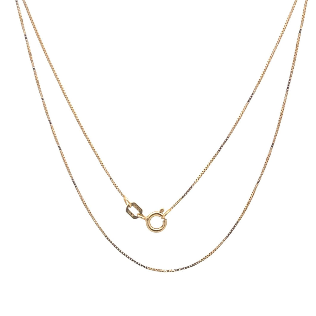 14K 0.6mm Square Link Classic Box Chain Necklace 17.75
