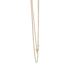 14K 0.6mm Square Link Classic Box Chain Necklace 17.75" Yellow Gold