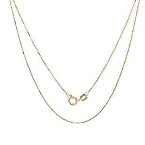 14K 0.6mm Square Link Classic Box Chain Necklace 17.75" Yellow Gold