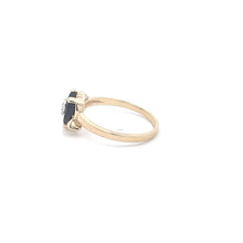 Load image into Gallery viewer, 10K Heart Black Onyx Diamond Vintage Bypass Ring Yellow Gold