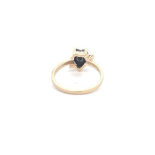 Load image into Gallery viewer, 10K Heart Black Onyx Diamond Vintage Bypass Ring Yellow Gold