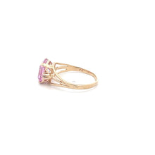 Load image into Gallery viewer, 10K Emerald Cut Pink Topaz Diamond Accent Ring Yellow Gold