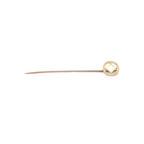 10K Round Monogrammable Victorian Signet Stick Pin Yellow Gold