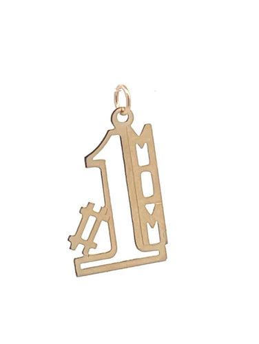 10K #1 Number One Mom Mother's Day Charm/Pendant Yellow Gold
